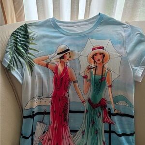 Vintage Style Graphic T-Shirt with Elegant Ladies